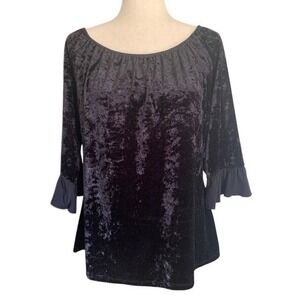 Burnout Velvet Renaissance Peasant Top L Gothic Witchy Romantic Goth Blouse